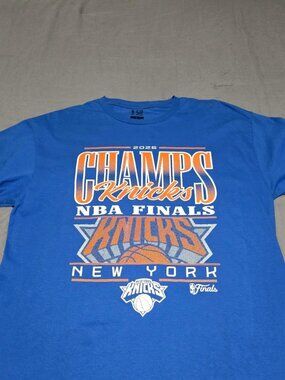 NBA New York Knicks Blue and Orange Long Sleeve Tee